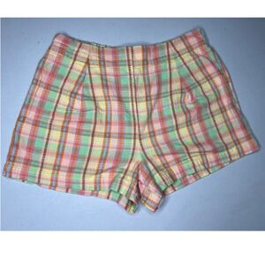 Billabong Plaid Linen Blend Shorts Women's Size Medium Multicolor Casual